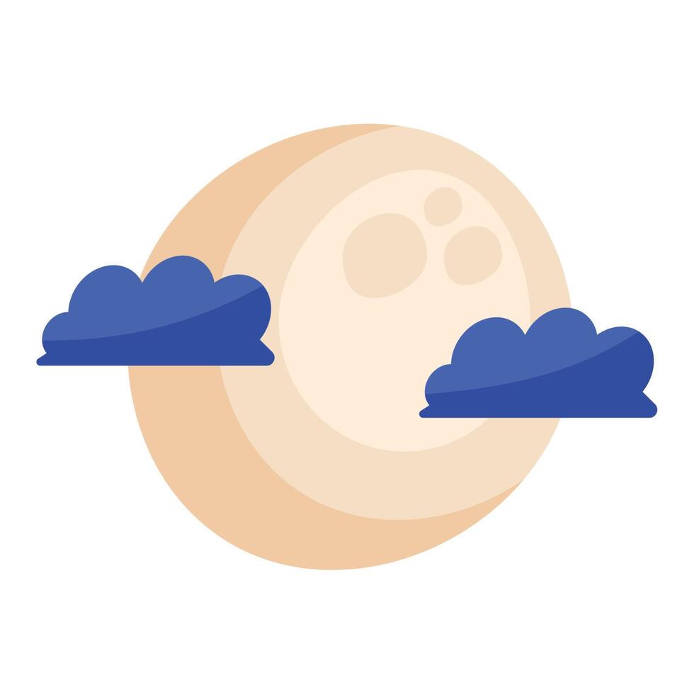 full moon with clouds vector