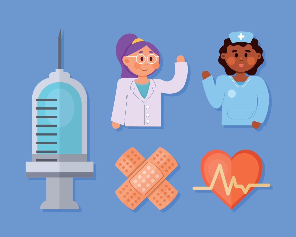 female doctor and nurse vector