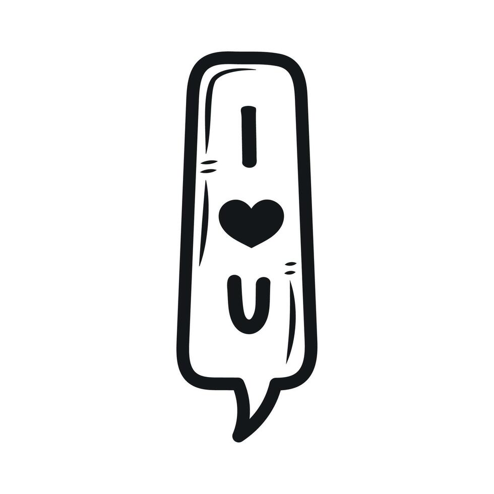 i love you doodle expression vector