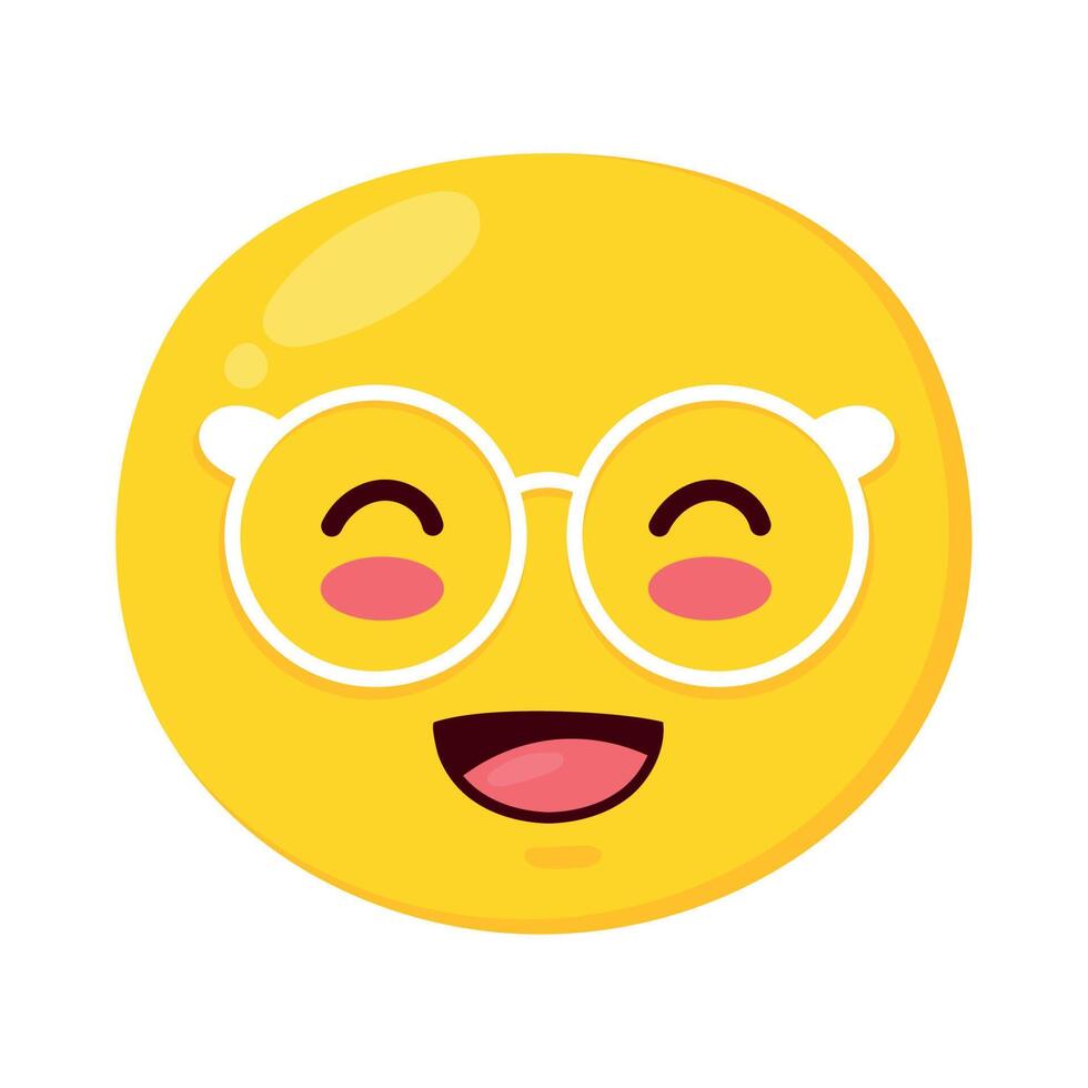 emoji with glasses kawaii vector