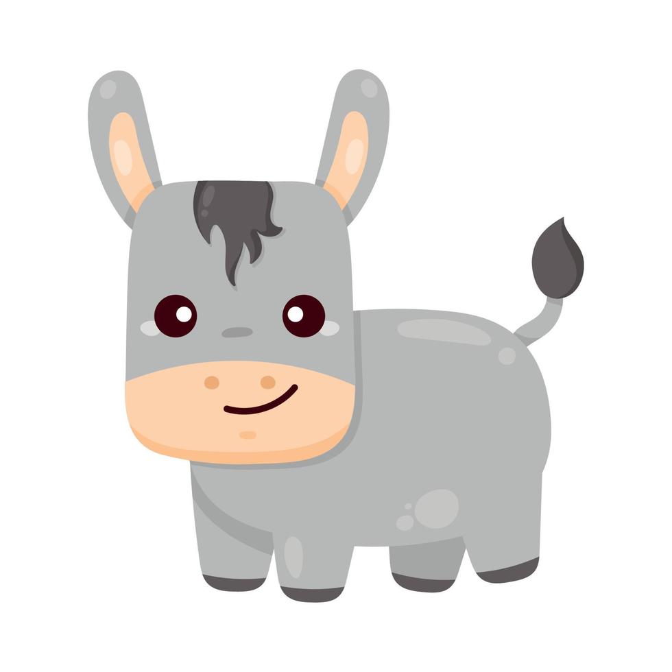 cute donkey farm animal vector