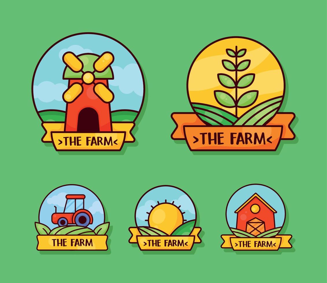 six farm products badges vector