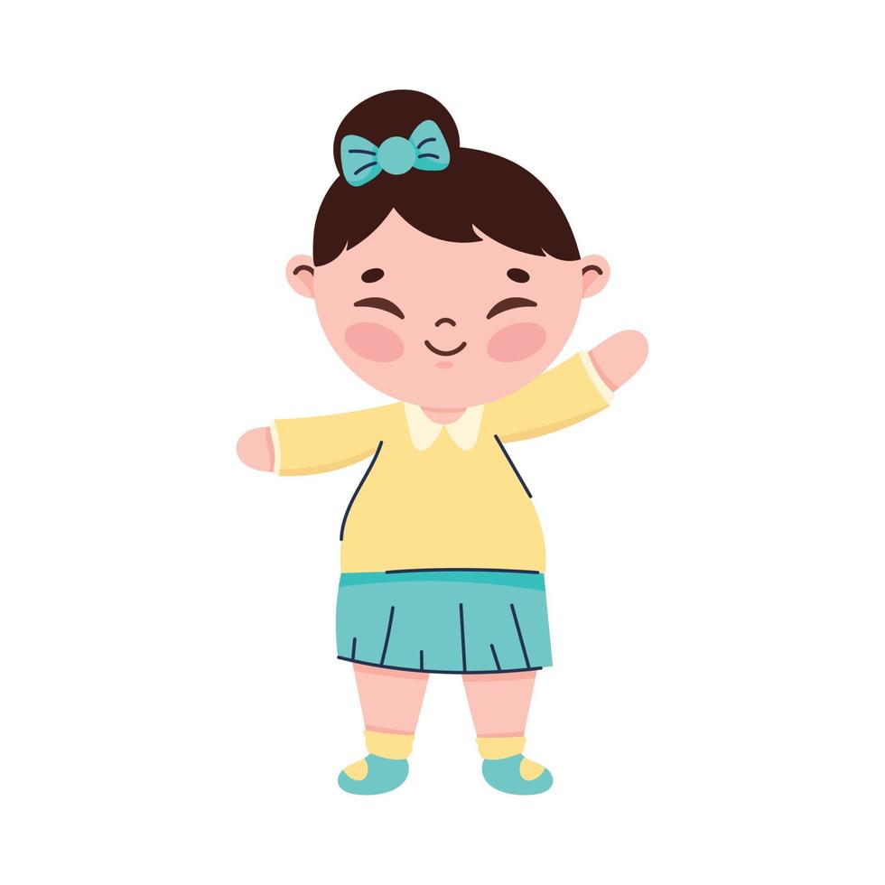 niña coreana feliz vector