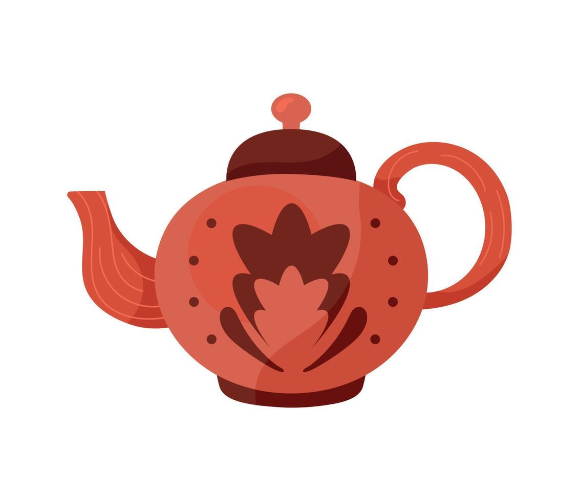 red kitchen teapot vector