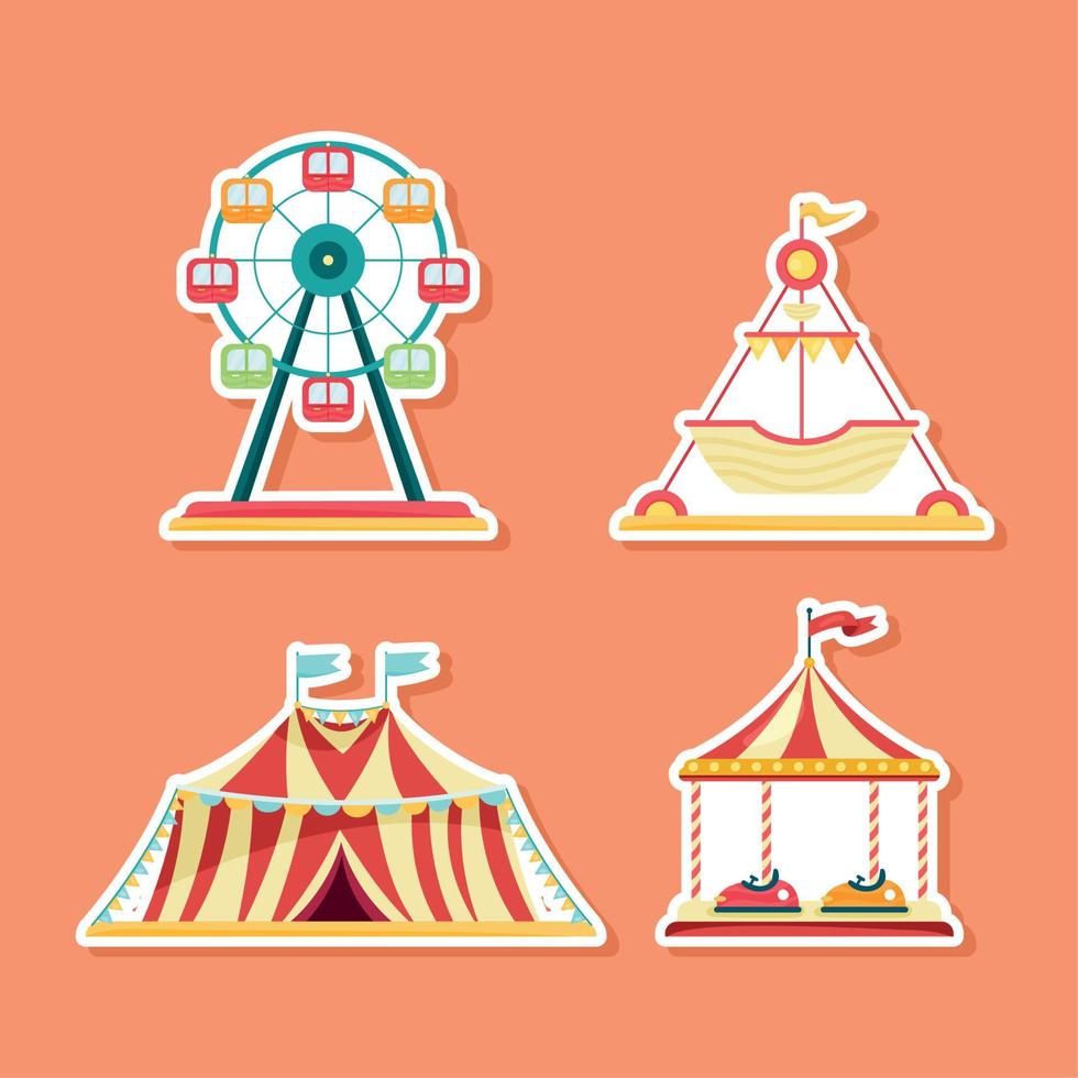 iconos de carnaval de diversiones vector