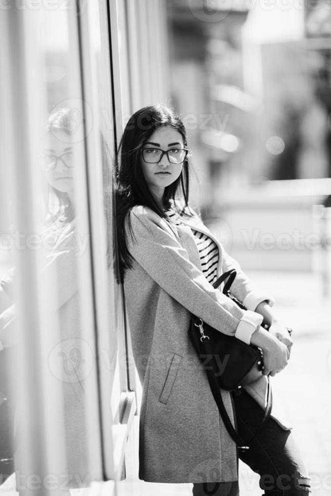 Beautiful woman on black and white photo