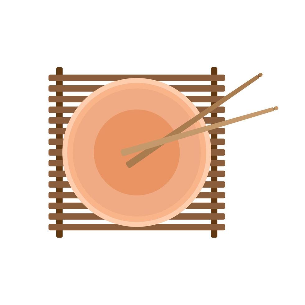 asian dish and chopsticks vector