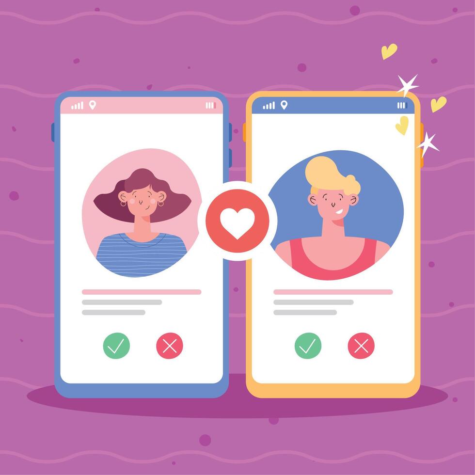 man and woman video call vector