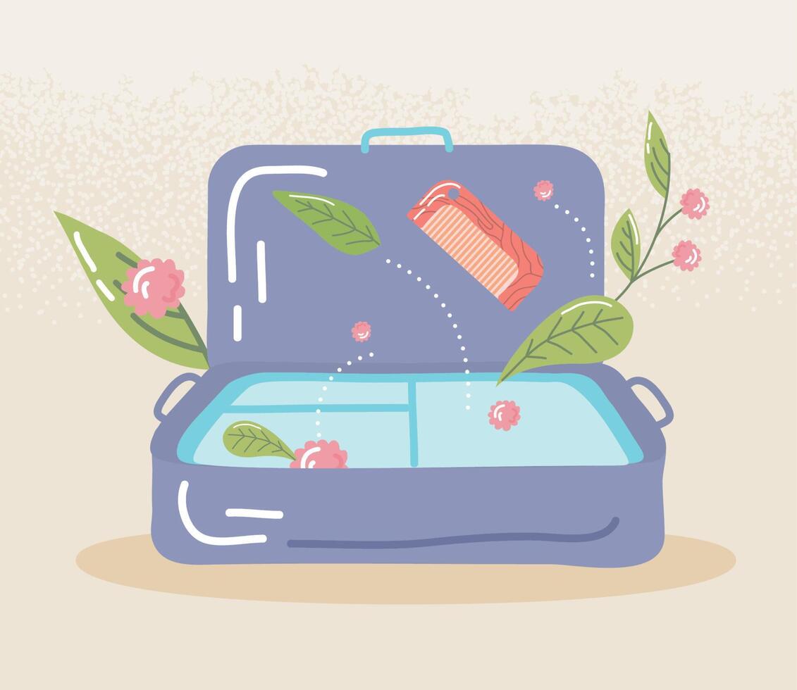 suitcase with ecology foliage vector