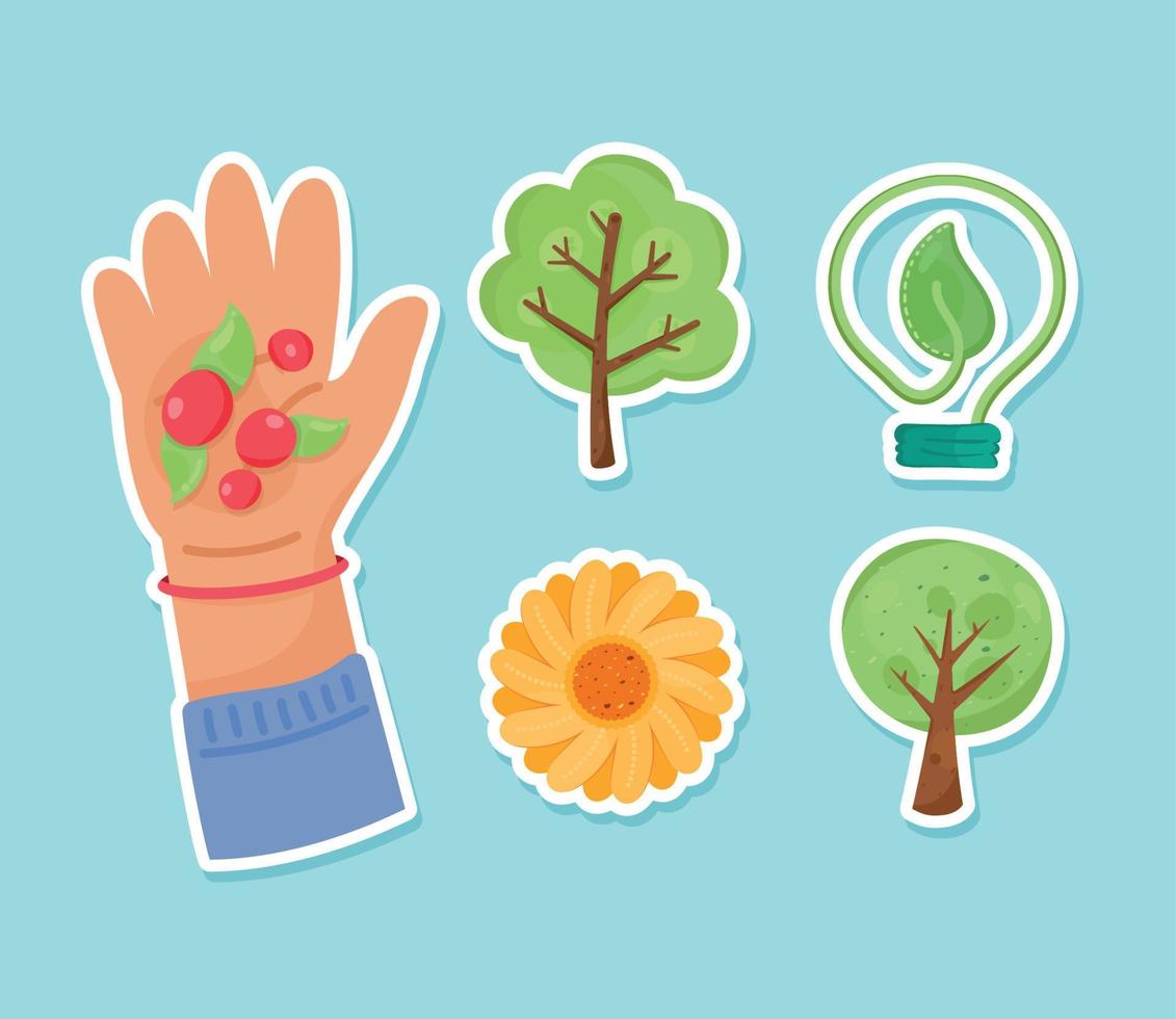 five save the planet icons vector