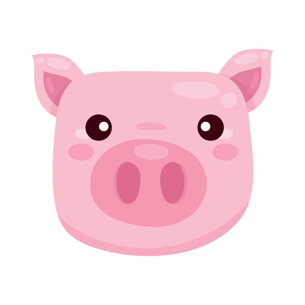 cabeza de animal de granja de cerdos vector