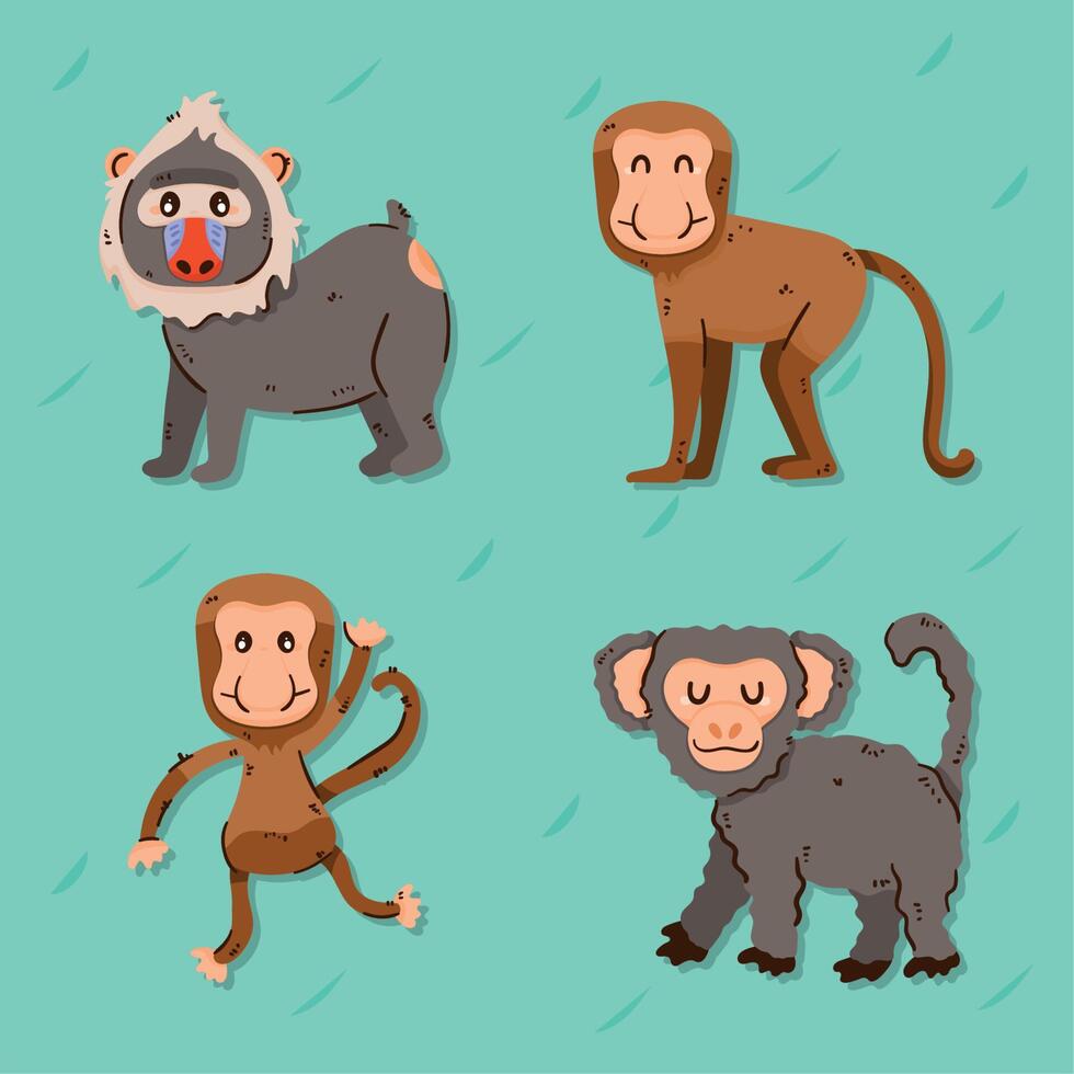 monkeys comic four characters vector