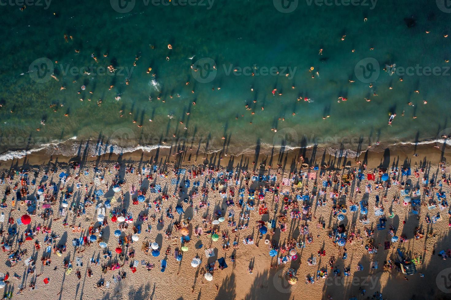 Aerial View of Crowd of People on the Beach photo