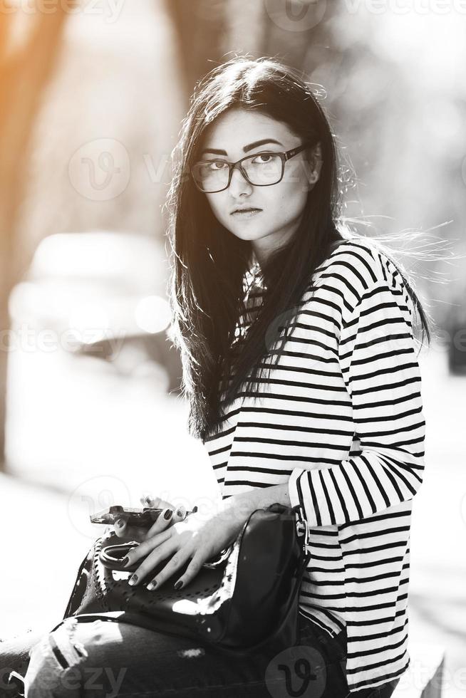 Beautiful model talking on the phone photo