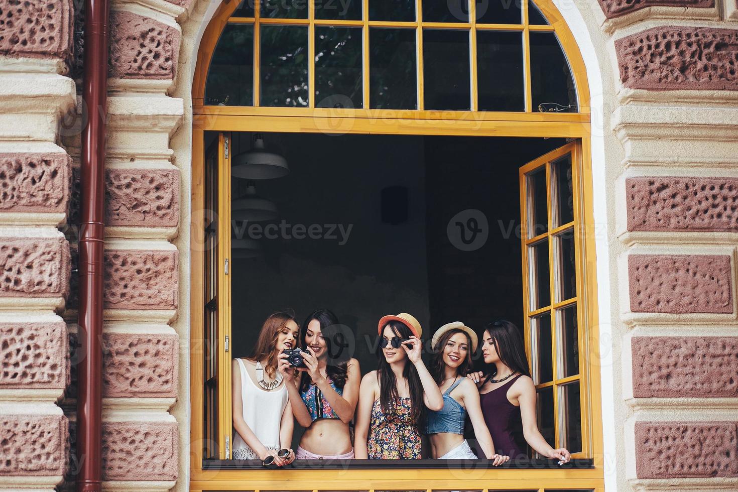 five beautiful young girls photo