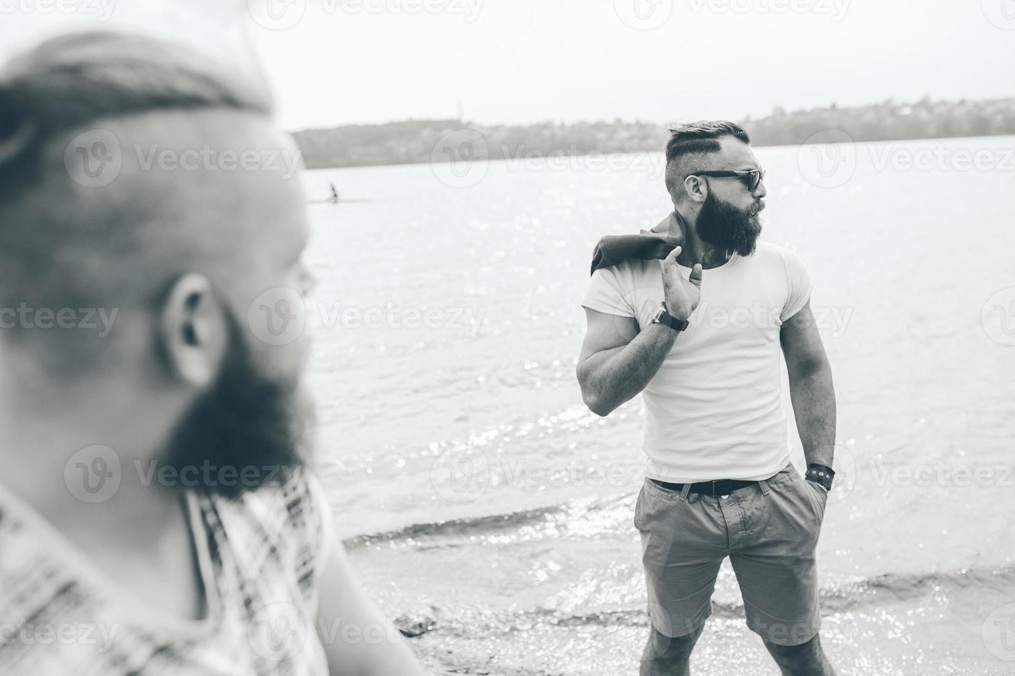Two stylish bearded men photo