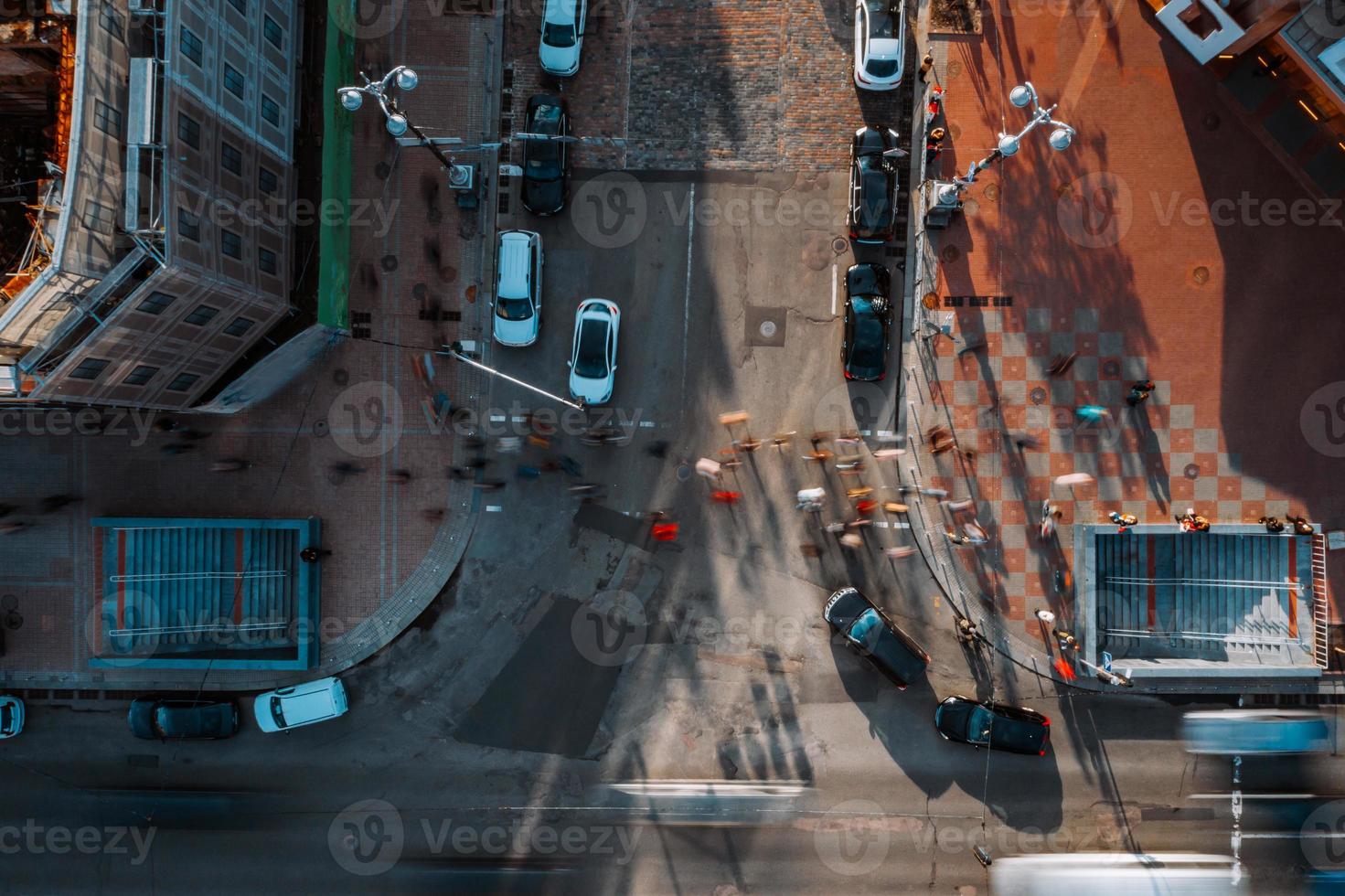 calle de la gran ciudad a vista de pájaro foto