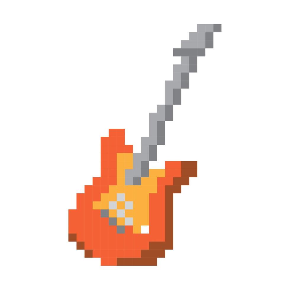 estilo pixel art de guitarra eléctrica vector