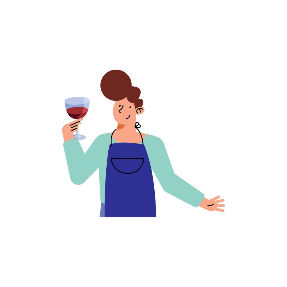 hombre catando vino vector