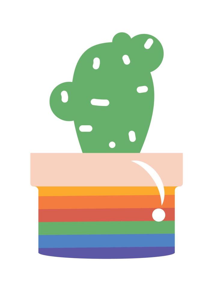 cactus plant with lgtbi flag vector