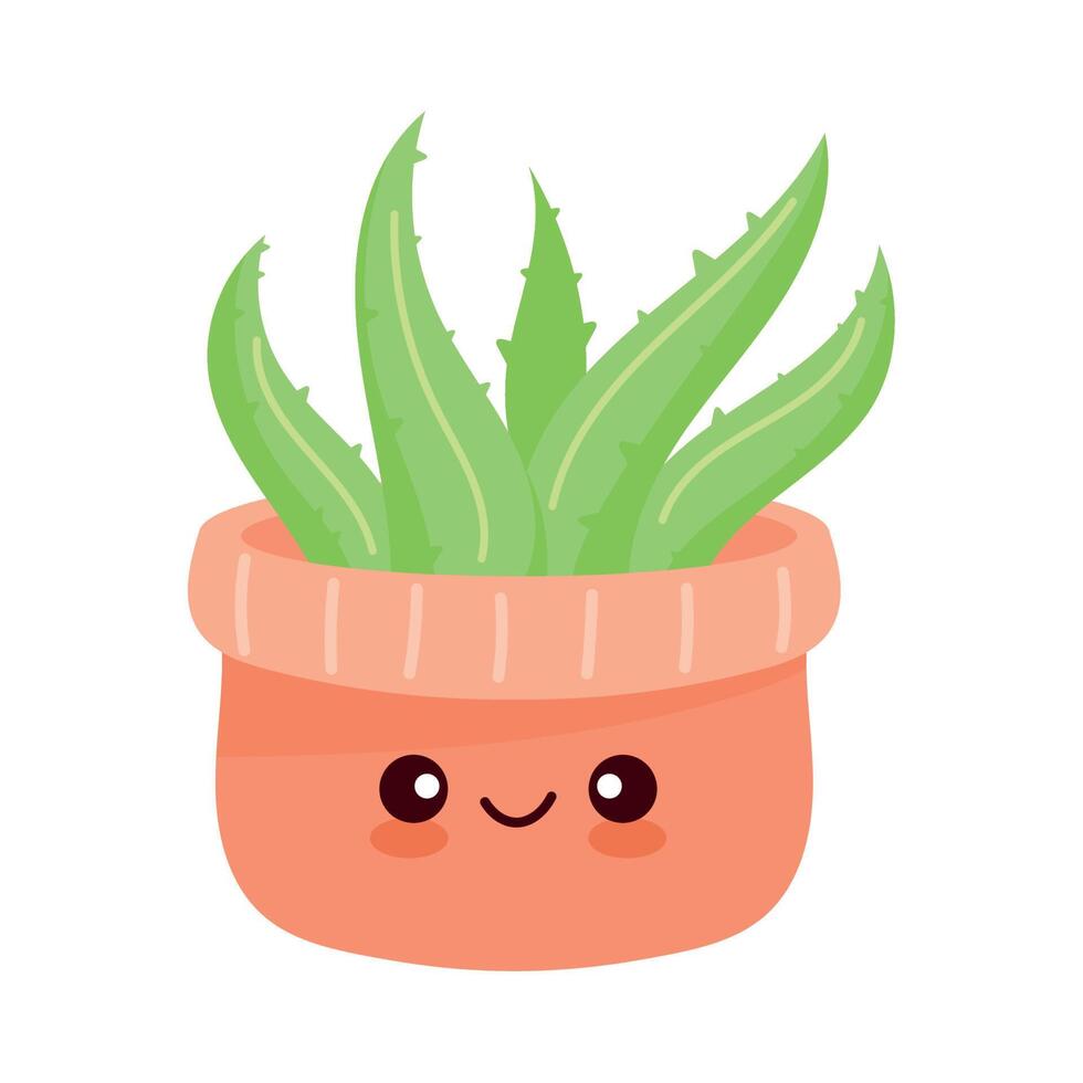 houseplant orange kawaii style vector