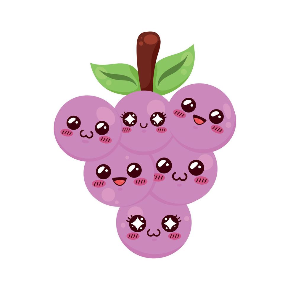 grapes kawaii fruit vector