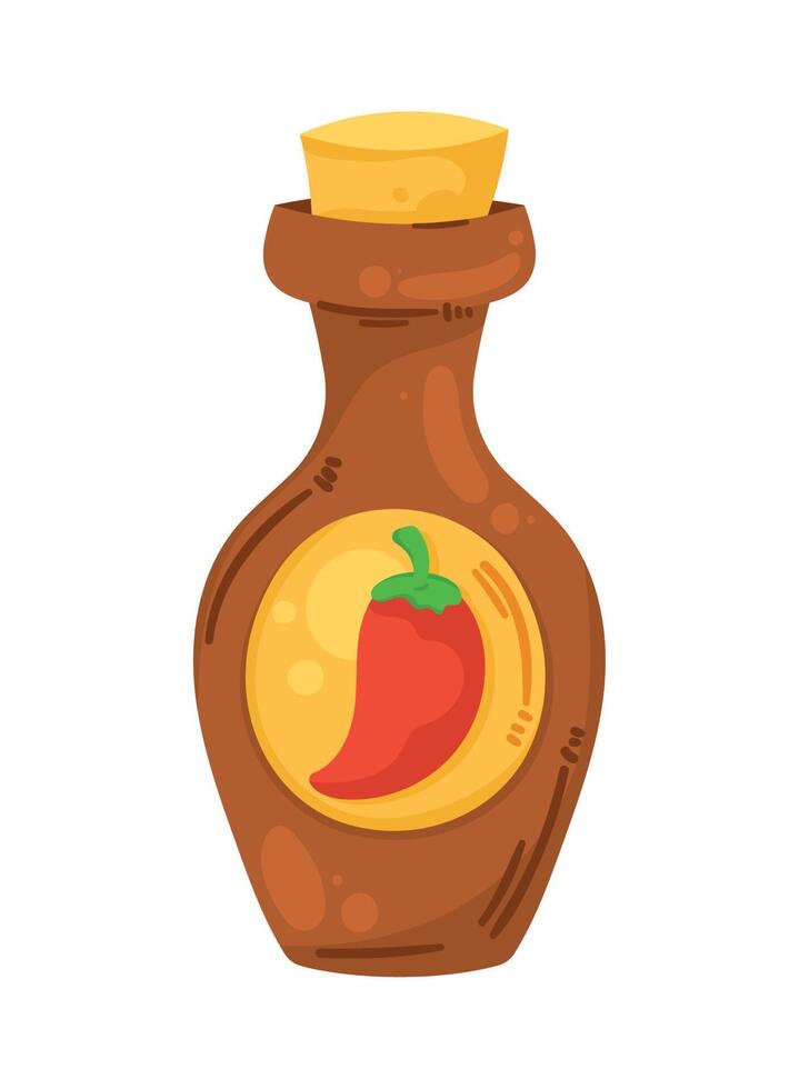 chili pepper sauce bottle vector