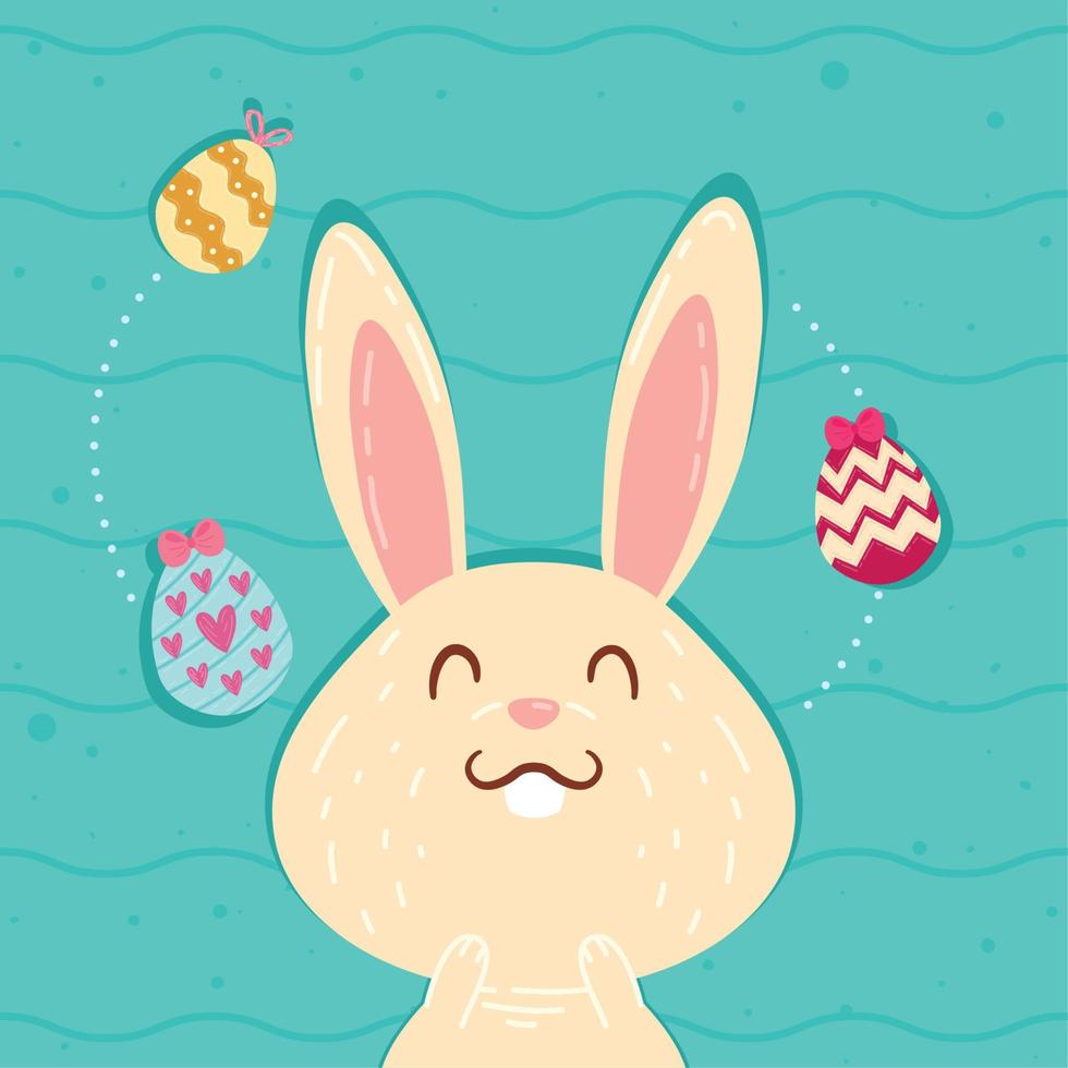 bunny and eggs painted vector