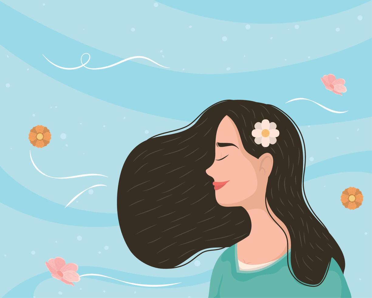 girl with flowers vector