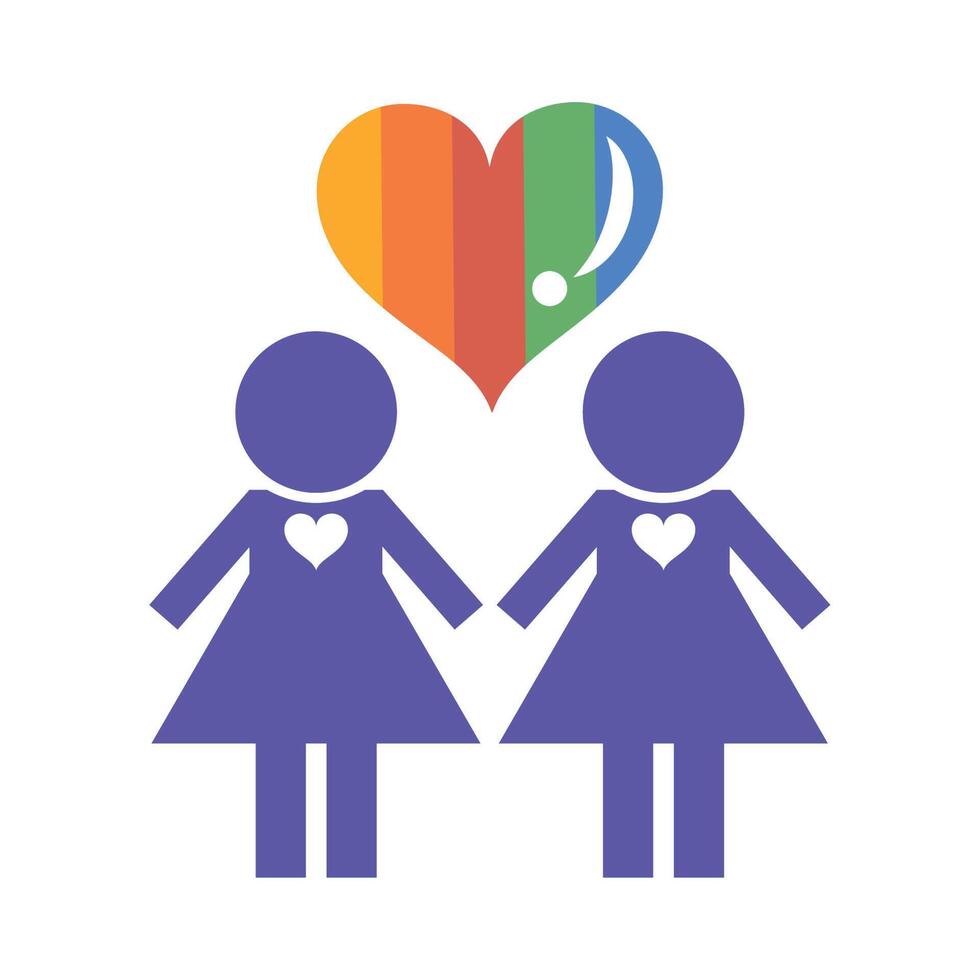 lesbian avatars with lgtbi heart vector