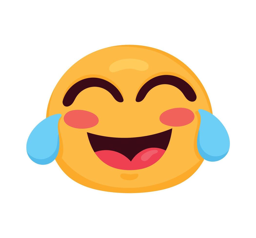 personaje de cara emoji riendo vector