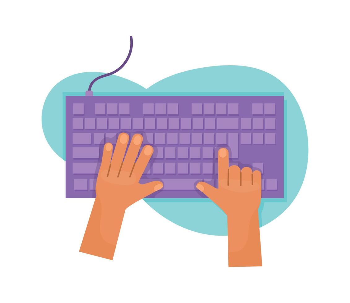 hands typing keyboard vector