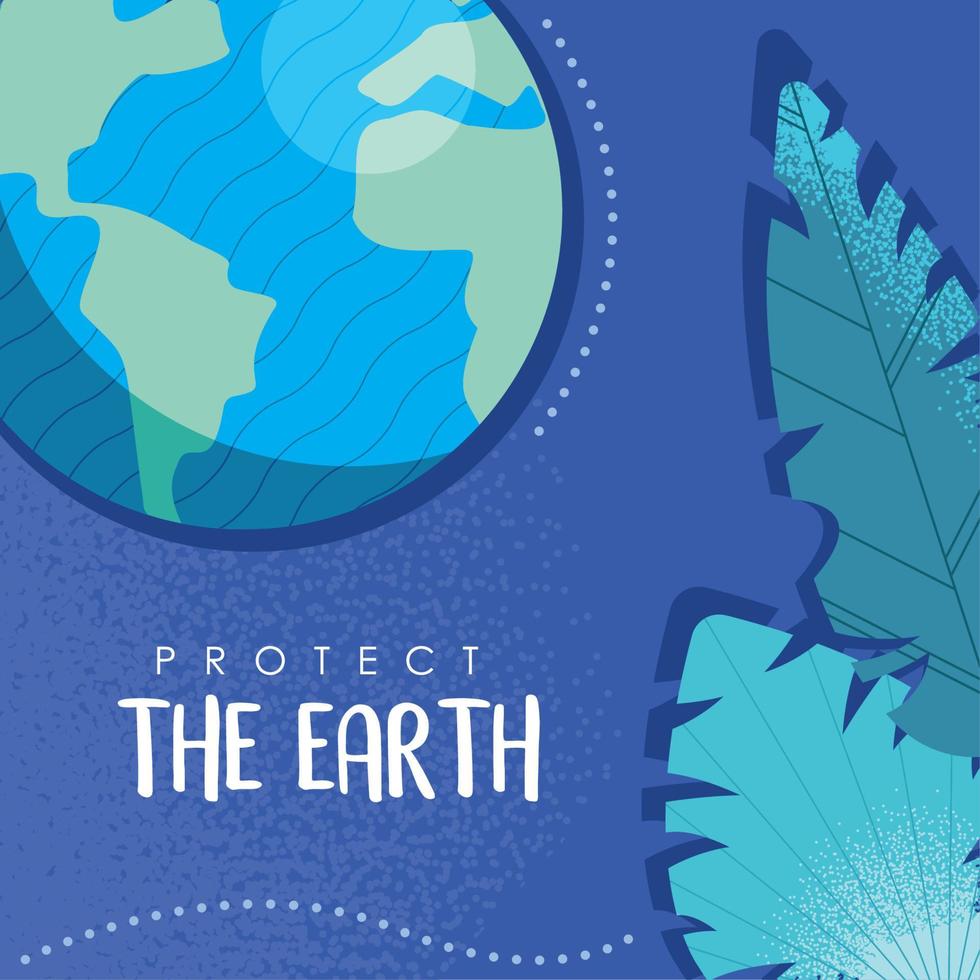 protect the earth lettering vector