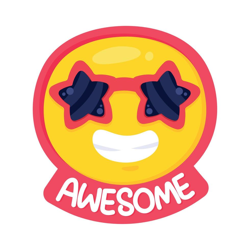 awesome smiling emoticon vector