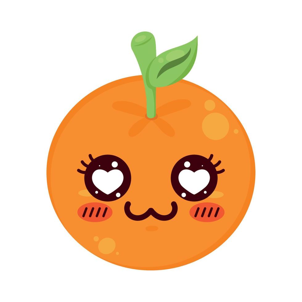 orange kawaii fruit vector