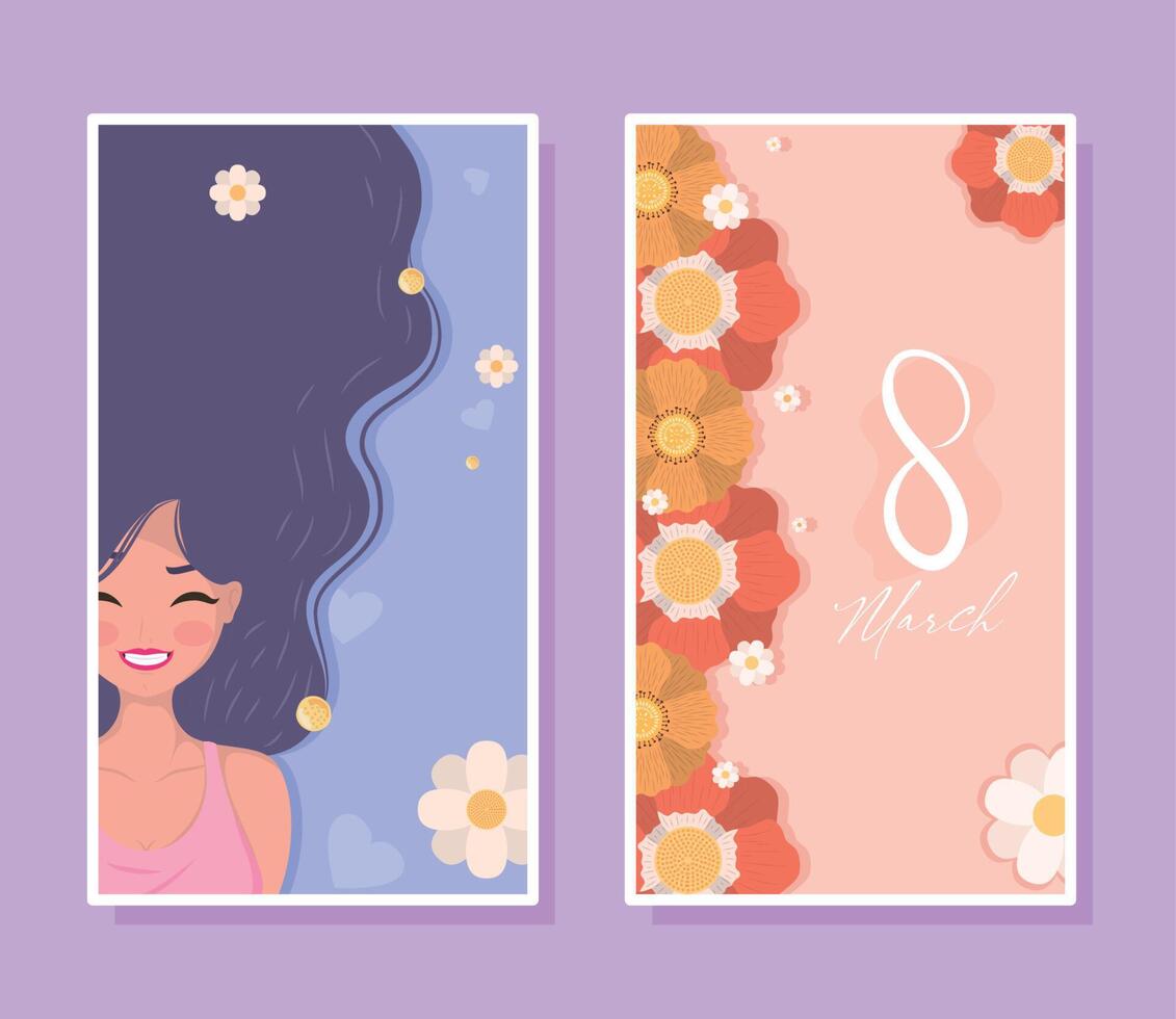 letras del día de la mujer postales vector