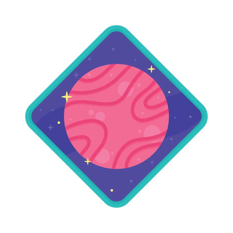 pink planet space outer sticker vector