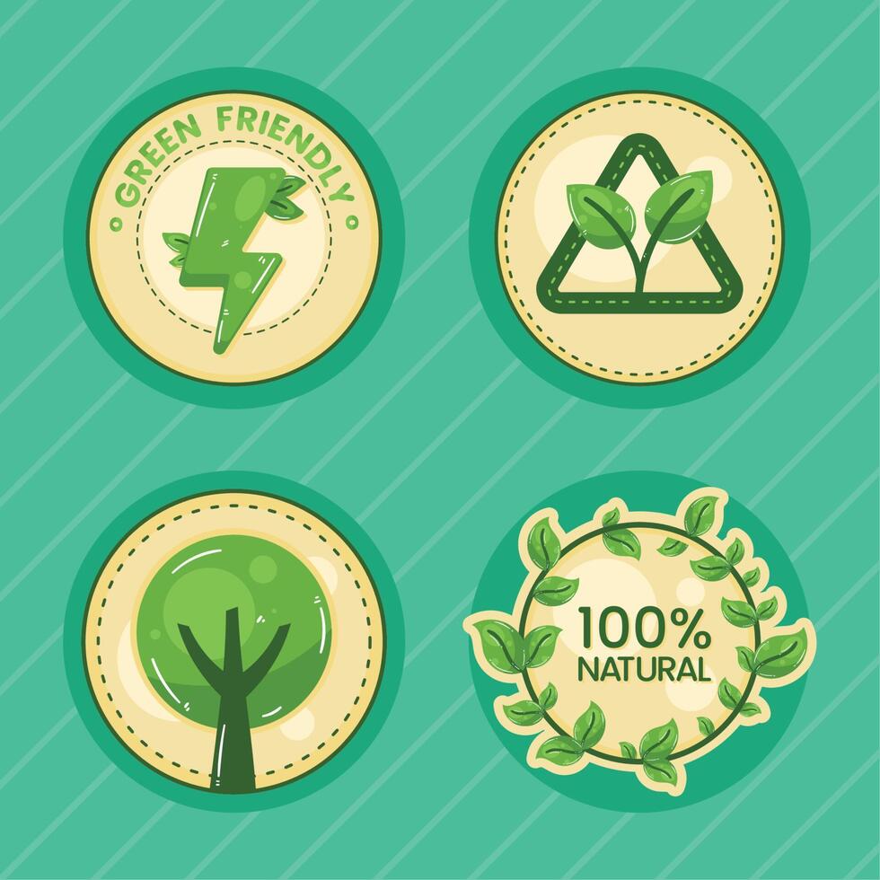 four eco friendly icons vector