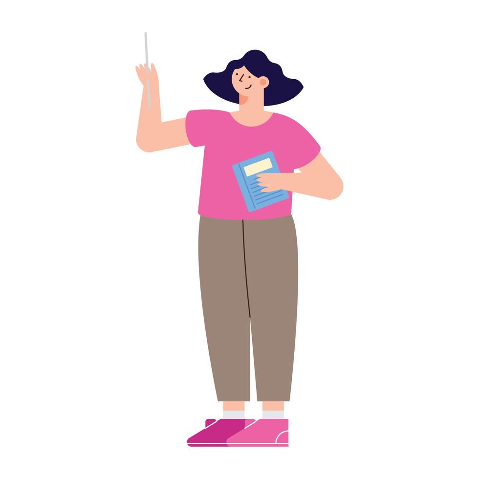 woman standing with book vector