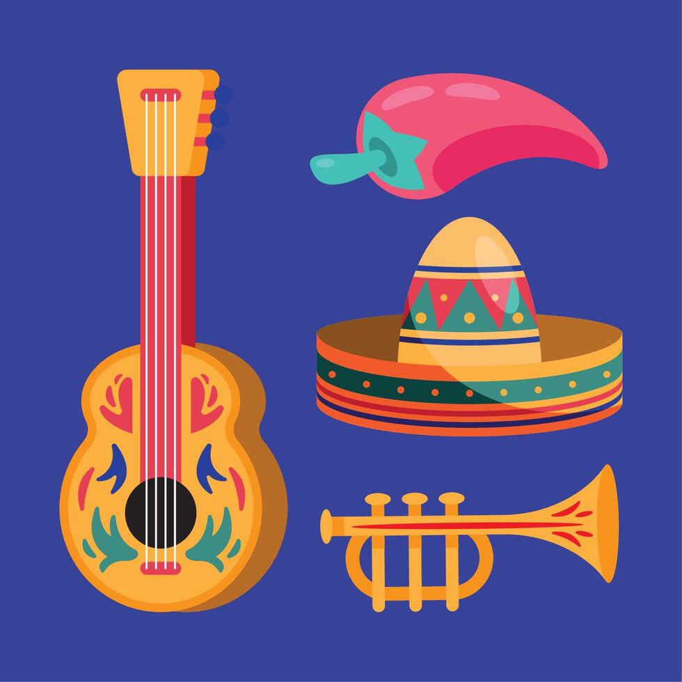 four dia de los muertos icons vector