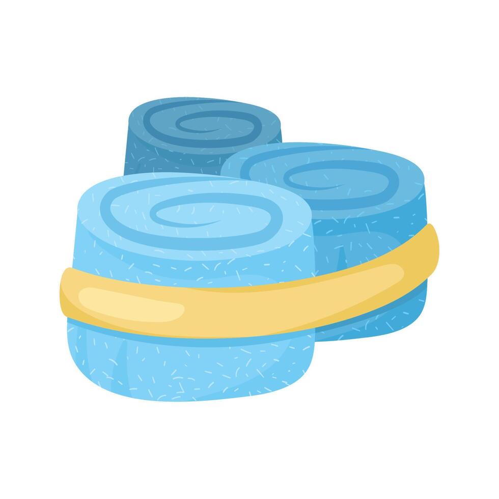 three blue towels rolled vector