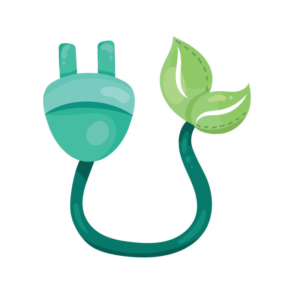 electric plug with leafs vector