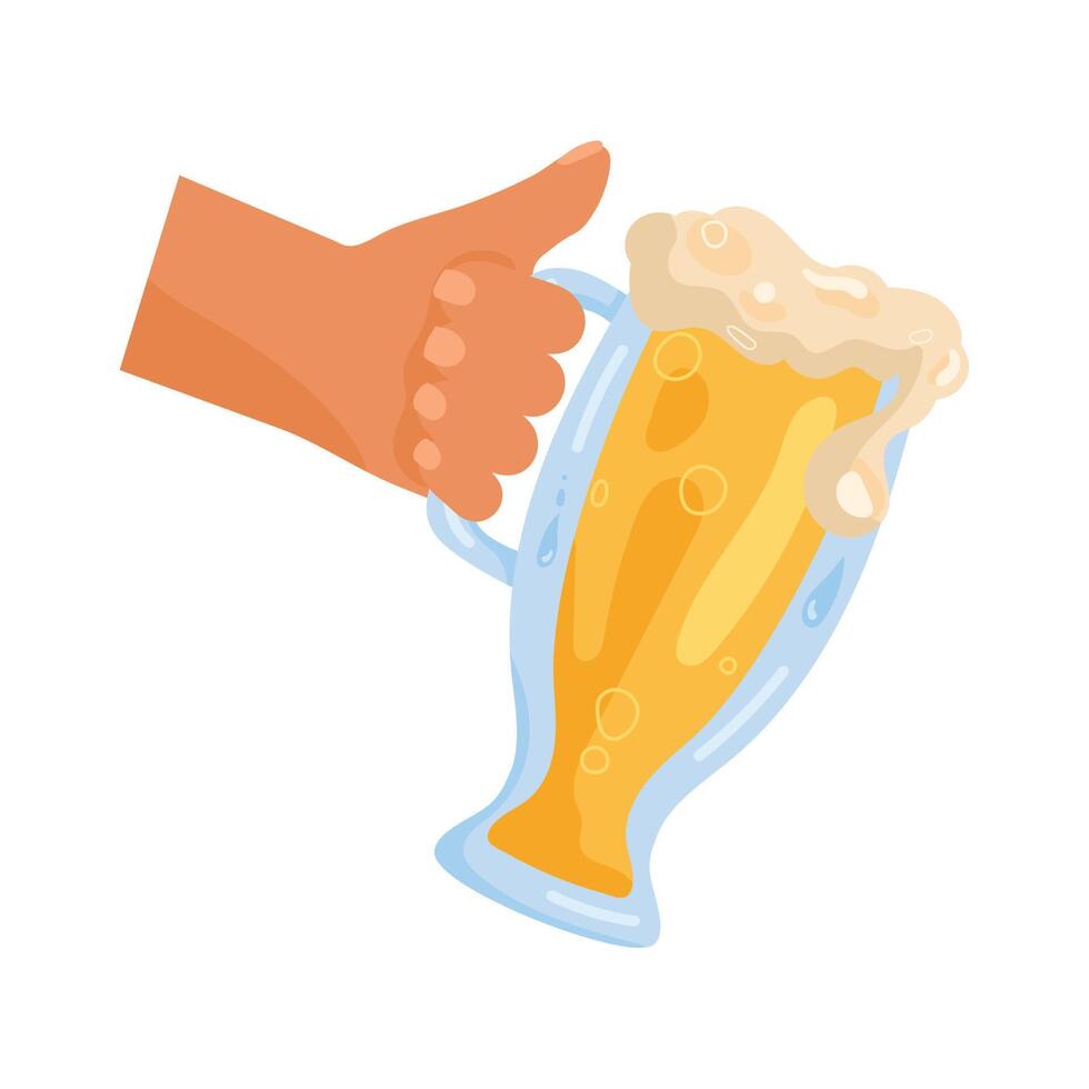 hand with beer jar vector