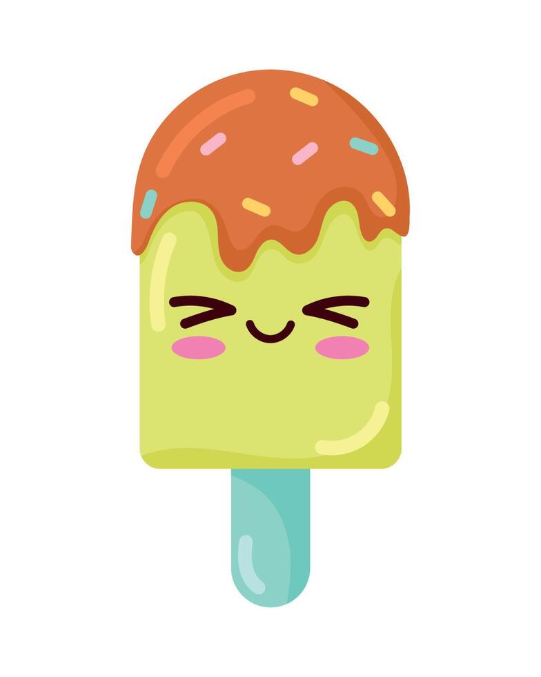 lemon ice cream Kawaii sweet vector