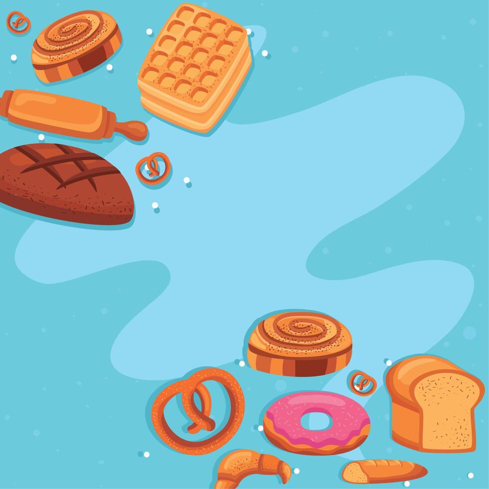 pastry products frame vector