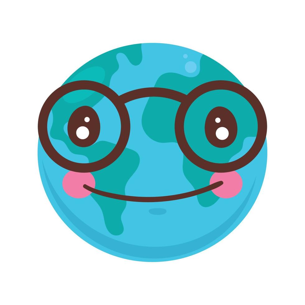 earth emoticon with eyeglasses vector