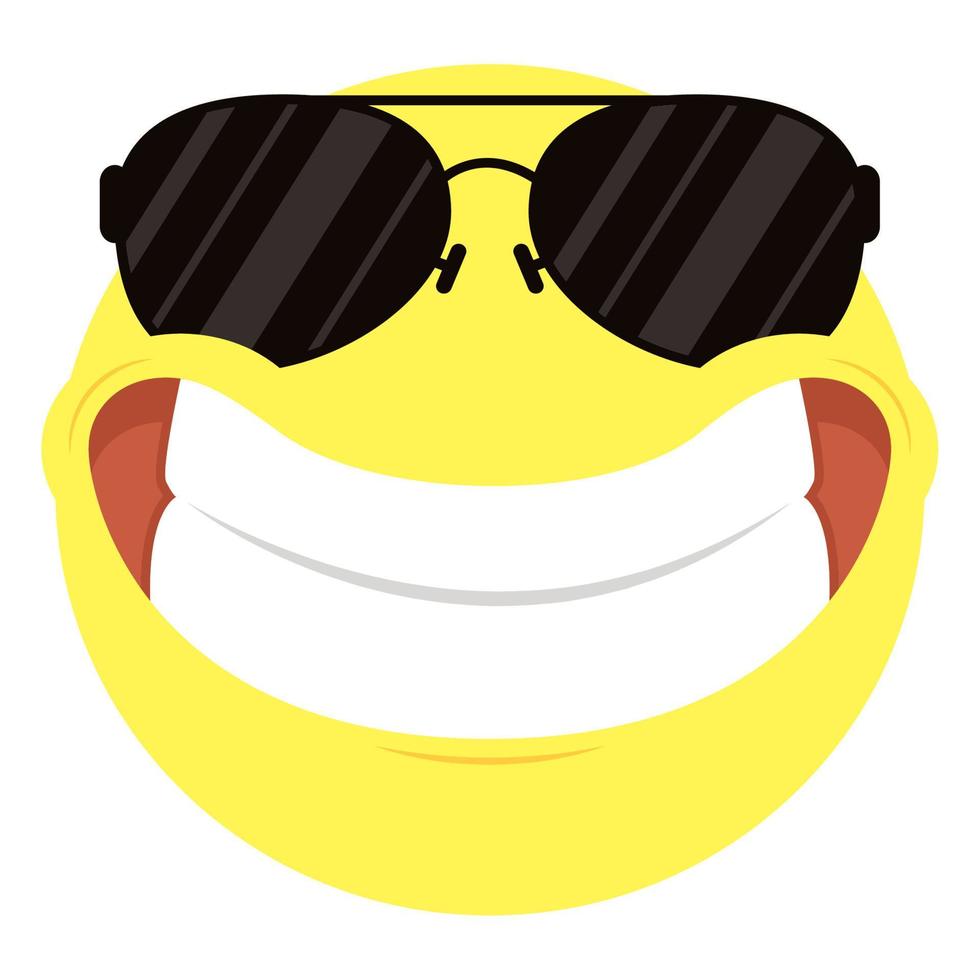 happy emoji smiling with sunglasses vector