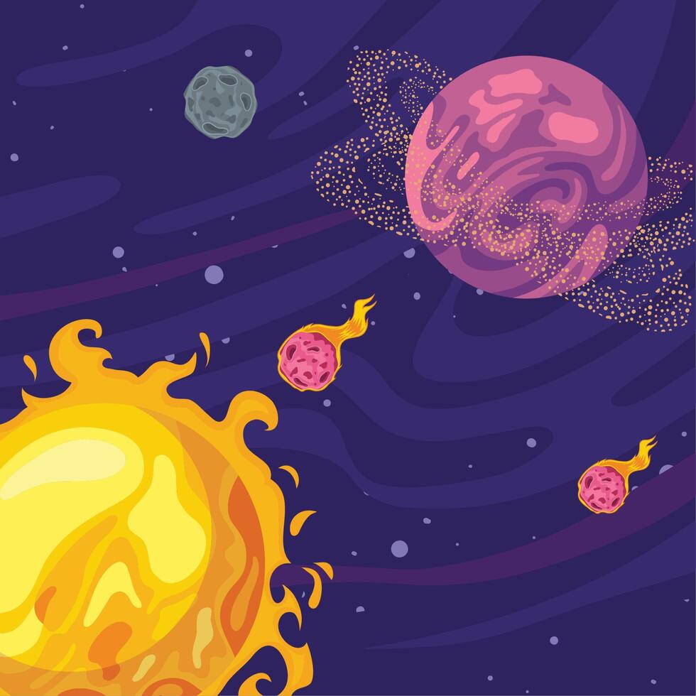 sun and planets vector