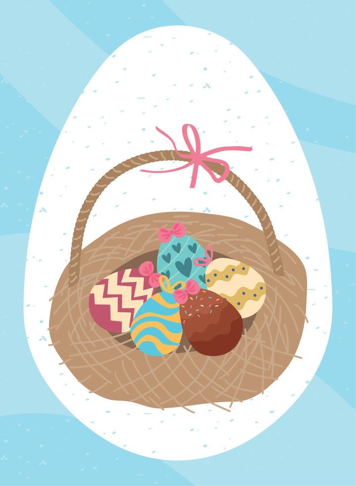 easter eggs in basket vector