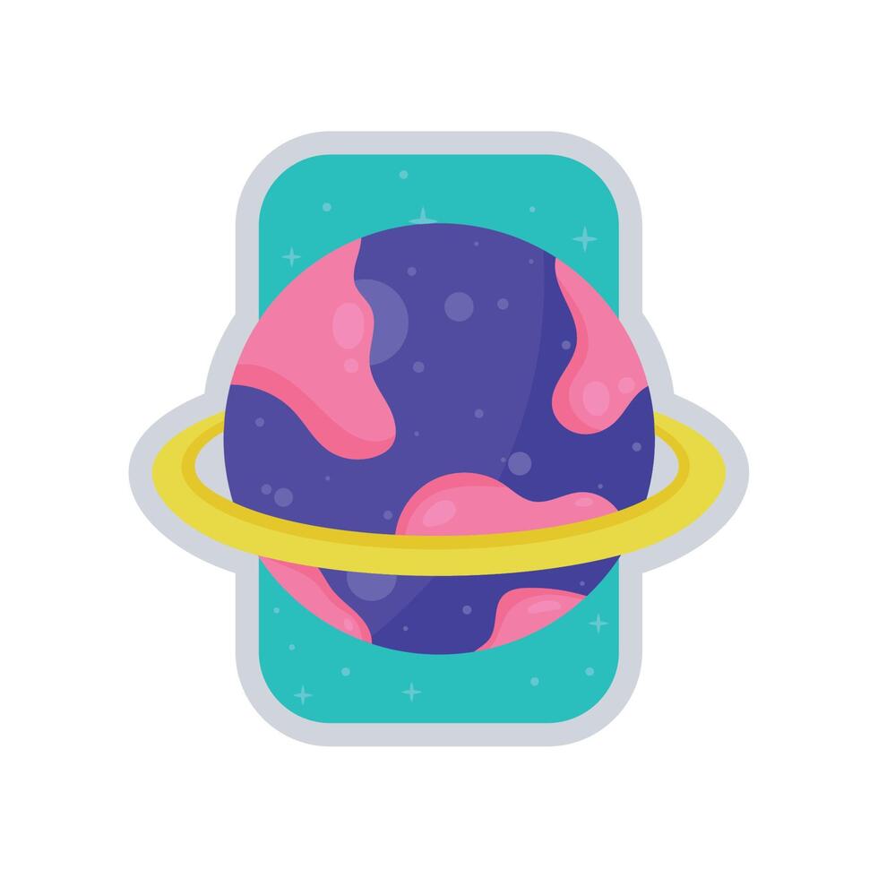 saturn planet space outer sticker vector